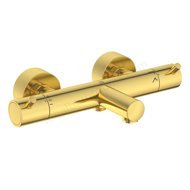Atelier Ceratherm T125 exposed thermostatic wall mounted bath shower mixer; brushed gold