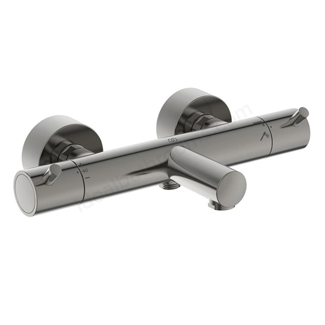 Atelier Ceratherm T125 exposed thermostatic wall mounted bath shower mixer; silver storm