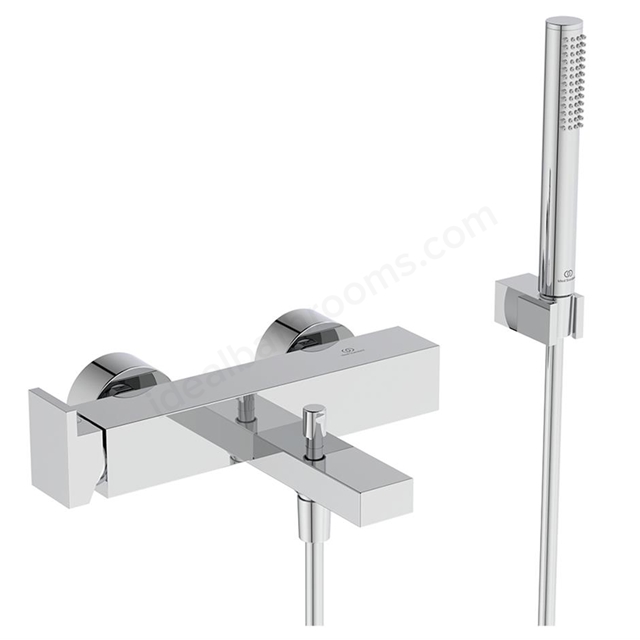Atelier Extra single lever exposed bath shower mixer with shower set; chrome