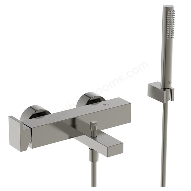 Atelier Extra single lever exposed bath shower mixer with shower set; silver storm