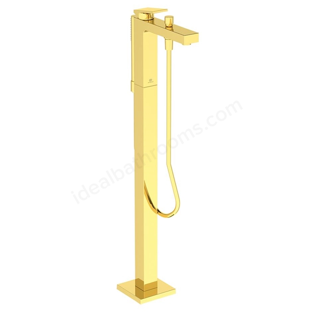 Atelier Extra single lever freestanding bath shower mixer with shower set; brushed gold