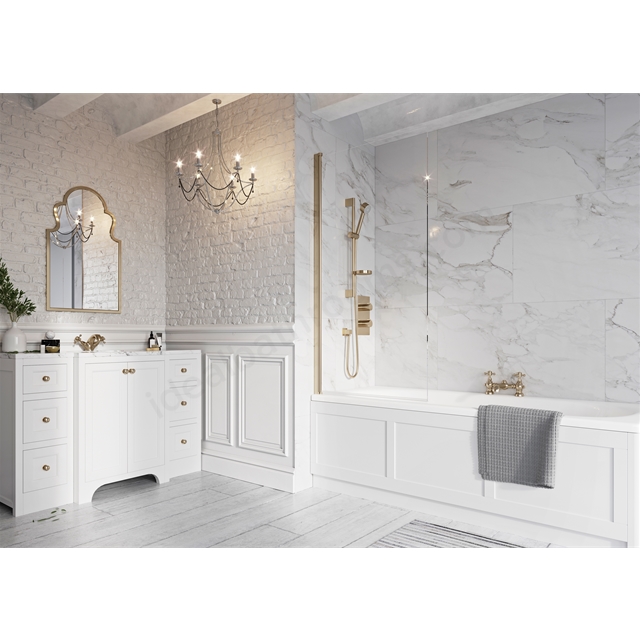Scudo Thalia 8mm Single Panel Bathscreen Brushed Brass