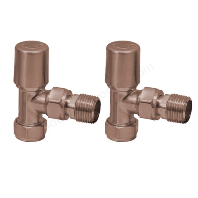 Scudo Brushed Bronze Radiator Valve Angled 15mm (Pair)