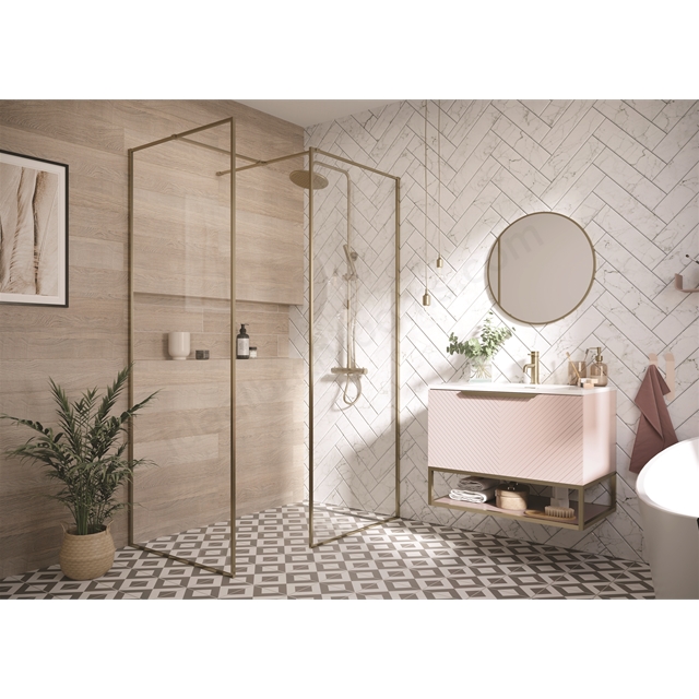 Scudo Dawn Minos Framed Glass Panel Brushed Brass