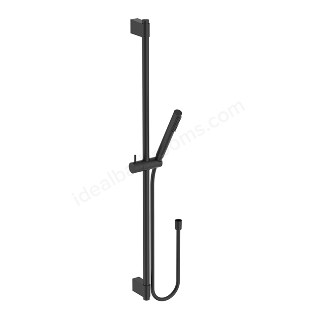 Ideal Standard Idealrain Stick Shower Kit, Single Function Handspray, 900mm Rail,1.75m Hose - Silk Black
