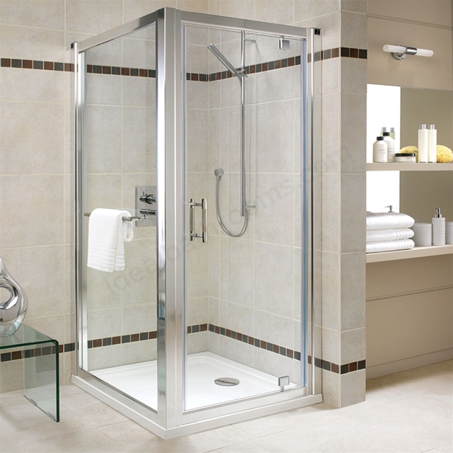 Twyford GEO6 760mm Wide 180 Degree Pivot Shower Door; 6MM Glass
