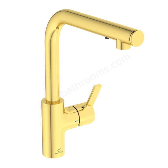 Ideal Standard Gusto iMX SL 1 Hole Spout Sink Mixer & Soap Dispenser with Blue Start - Brushed Gold