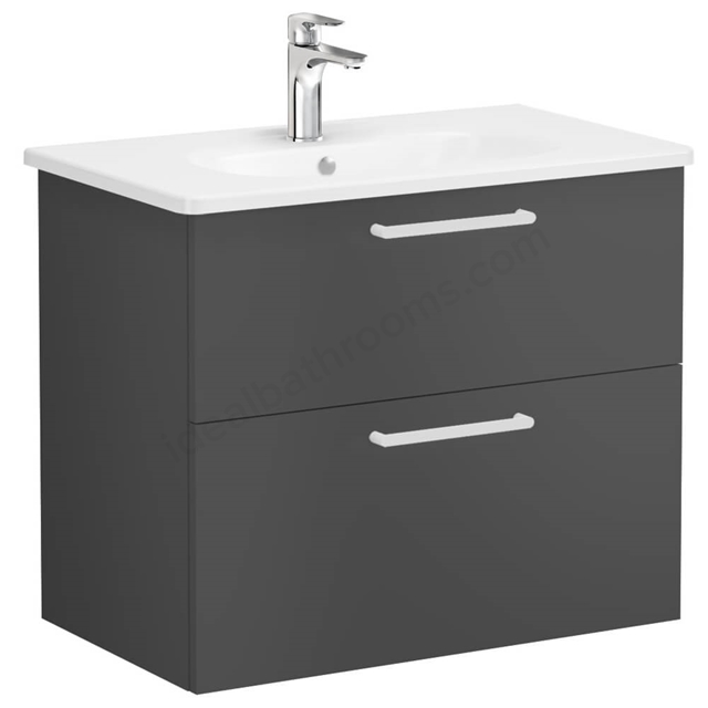 VitrA Zentrum 800mm Washbasin Unit With 2 Drawers- storm grey