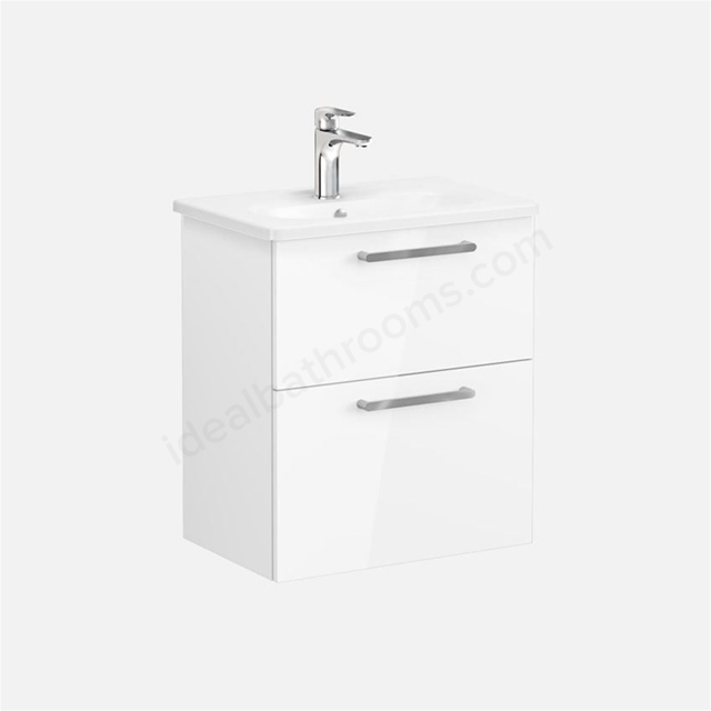 VitrA Zentrum 600mm Compact Washbasin Unit with 2 Drawers - White Gloss