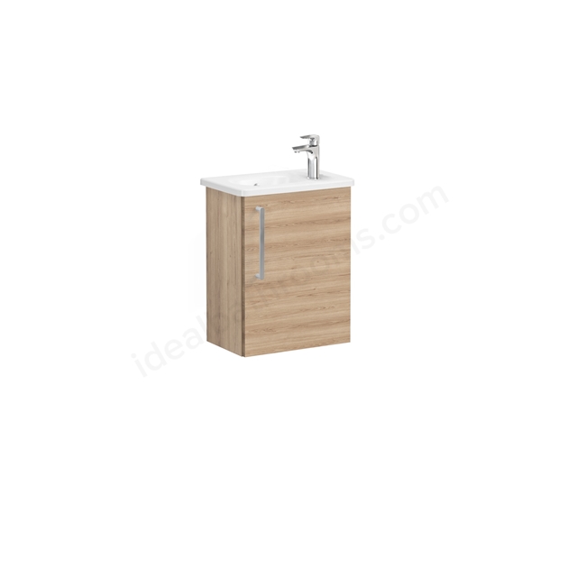 VitrA Zentrum Wall Hung 450mm Washbasin Unit Right Hand with 2 Doors- Natural Oak