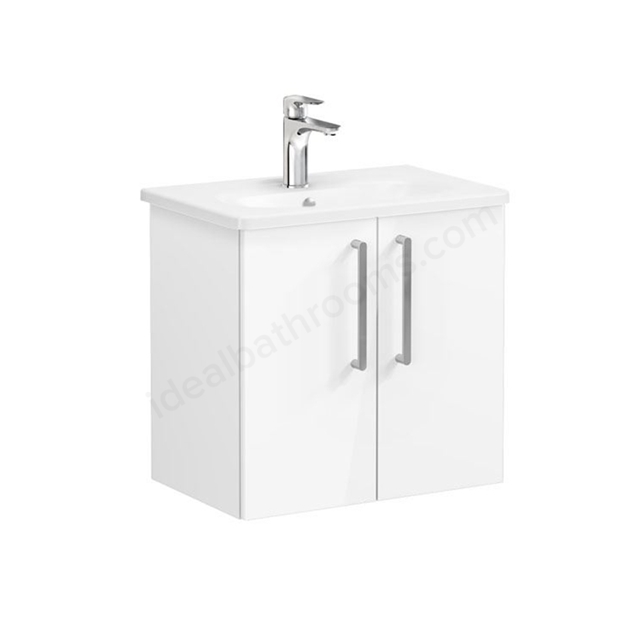 VitrA Zentrum 600mm Compact Washbasin Unit with 2 Doors - Gloss White
