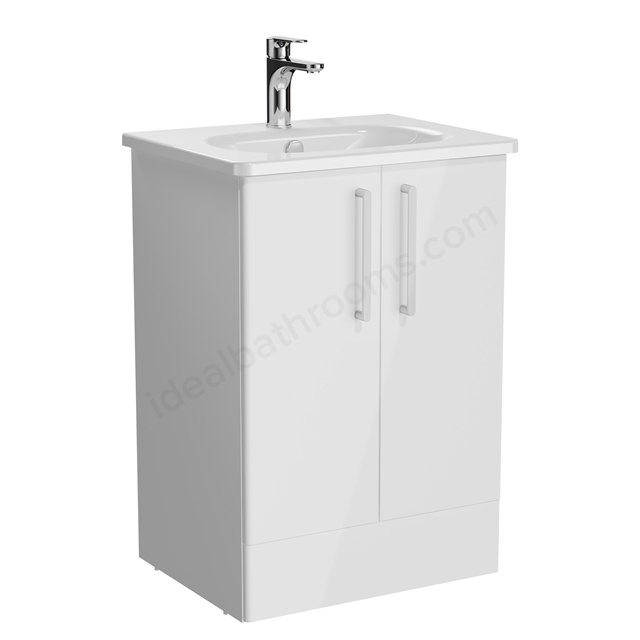 VitrA Zentrum 600mm Floorstanding Washbasin Unit with 2 Doors - Gloss White