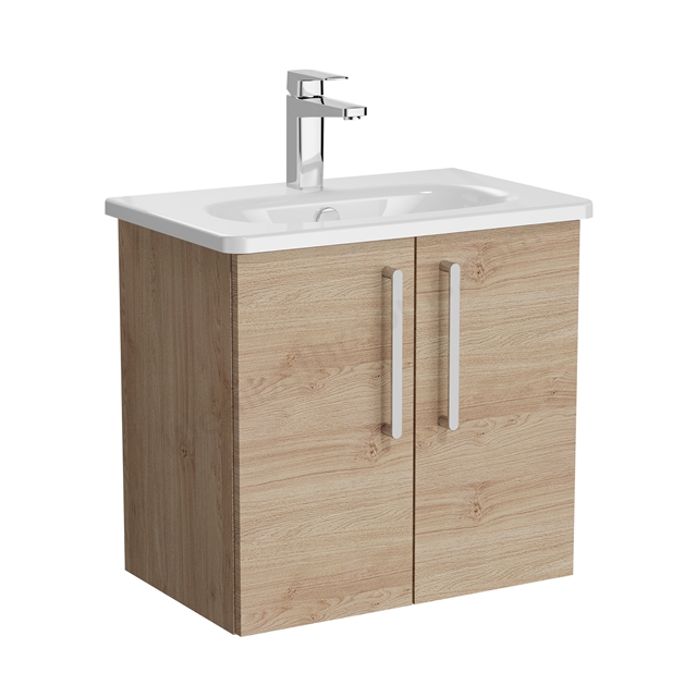 VitrA Zentrum 600mm Compact Washbasin Unit with 2 Doors - Oak