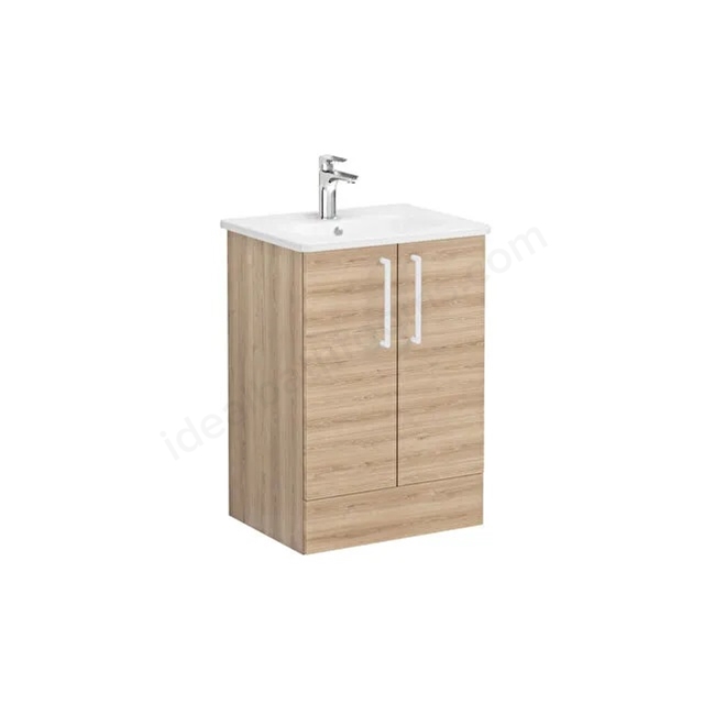 VitrA Zentrum Floorstanding 600mm Washbasin Unit with doors- Natural Oak