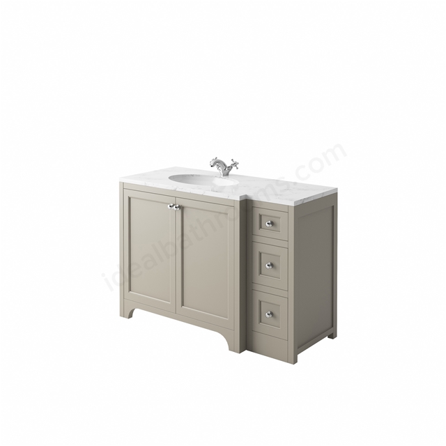 Harrogate Carrarra White 1210 x 530 Worktop and Basin Left Square Sides 