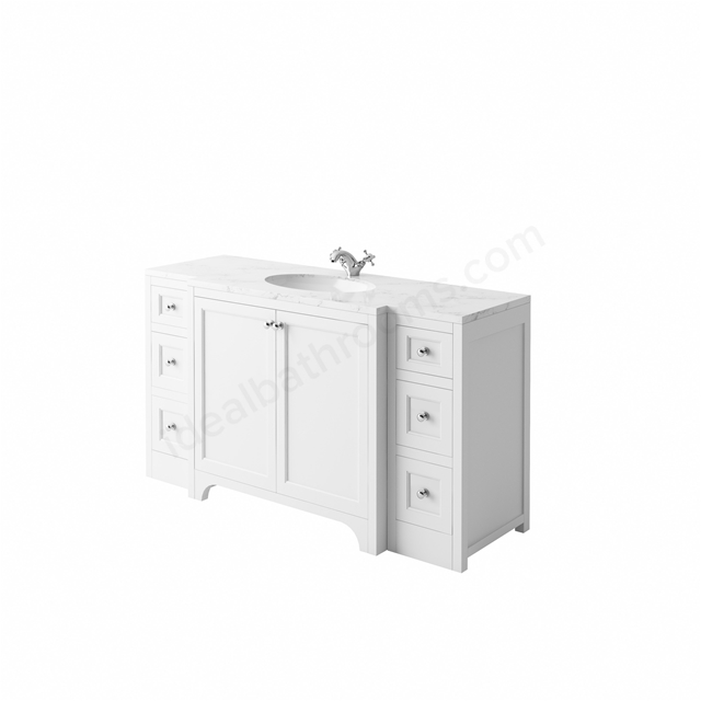 Harrogate Carrara White 1510 x 530 Worktop and Basin Central Square Sides 