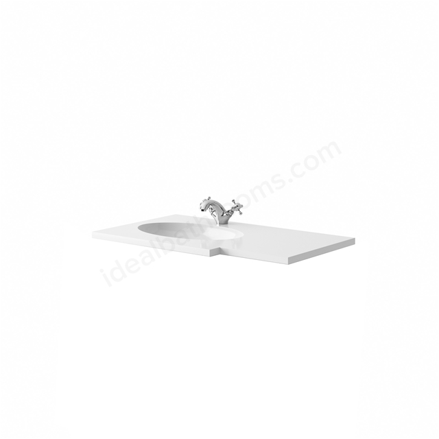 Harrogate White 910 x 530 Worktop and Basin Left Square Sides 