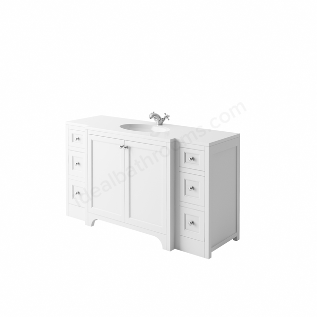 Harrogate White 1510 x 530 Worktop and Basin Central Square Sides 