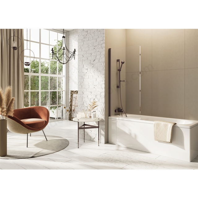 Scudo Thalia 800 x 1500mm Single Panel Bath Screen - Brushed Bronze