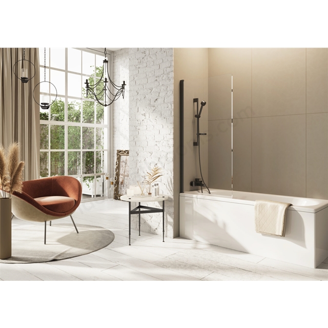Scudo Thalia 800 x 1500mm Single Panel Bath Screen - Gun Metal