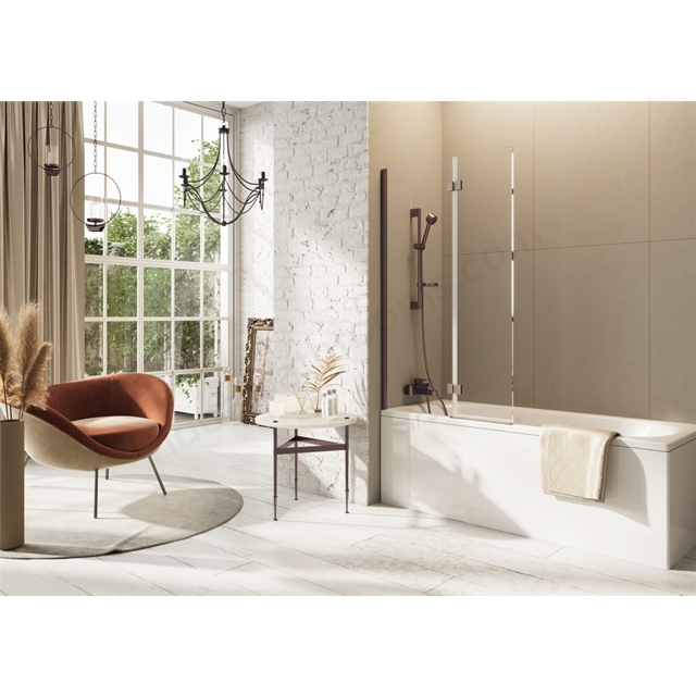 Scudo Thalia 900 x 1500mm Inward Opening Bath Screen - Brushed Bronze
