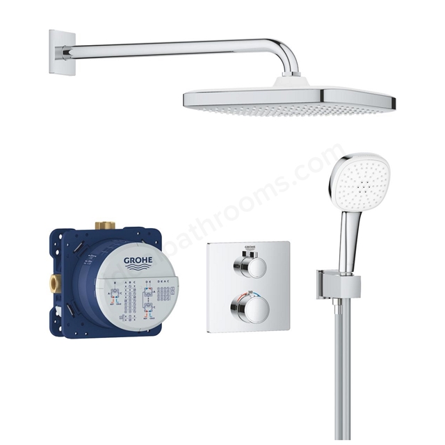 Grohe GrohTherm THM Square Concealed 2 Function Shower System 250