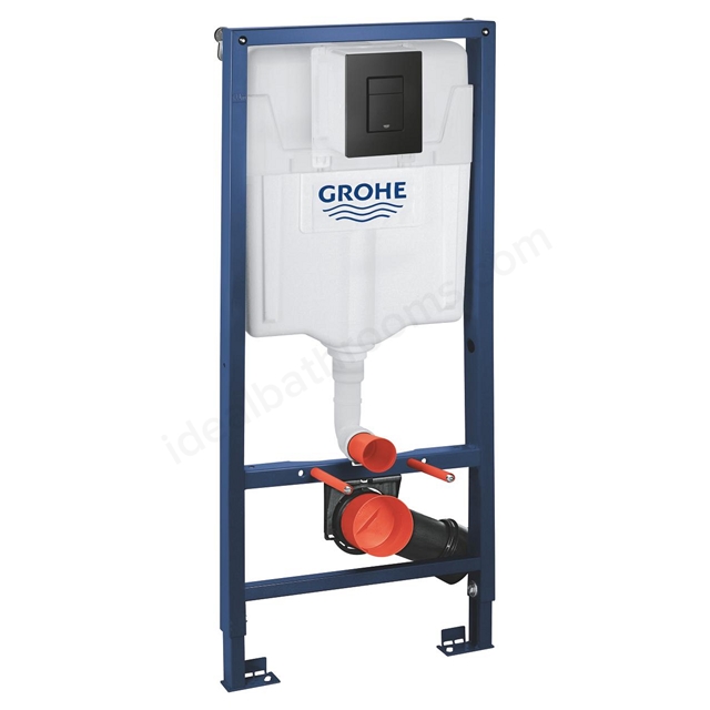 Grohe Rapid SL 3 in 1 WC Frame 1.13m Black Plate w/ Skate Cosmo Flush Plate - Phantom Black