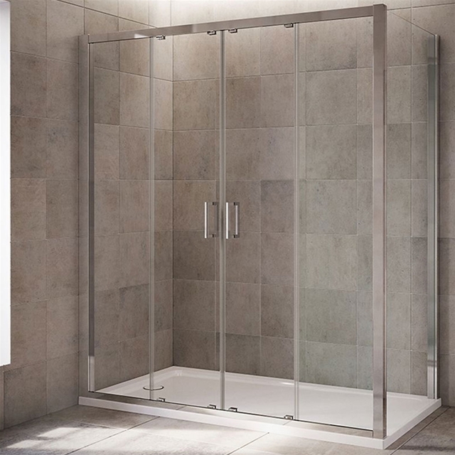 Mira LEAP Double Sliding Shower Door Panels (No Doors); 6MM Glass; 1600mm Wide; Chrome