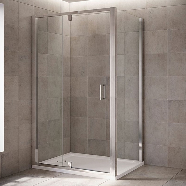 Mira LEAP Inline Pivot Shower Door; 6MM Glass; 1000mm Wide; Chrome