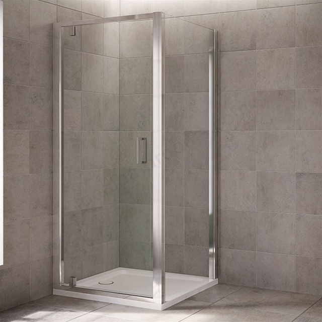 Mira LEAP Pivot Shower Door; 6MM Glass; 760mm Wide; Chrome