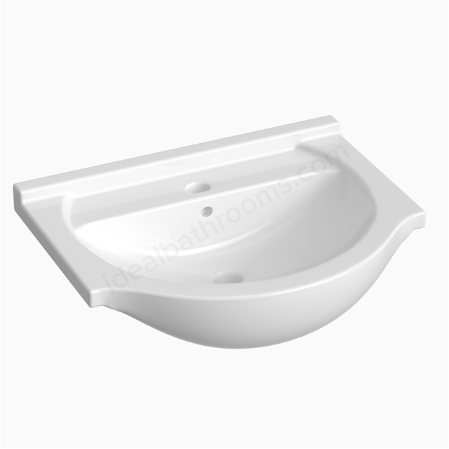 Essential Eta 560mm 1 Tap Hole Ceramic Washbasin - White