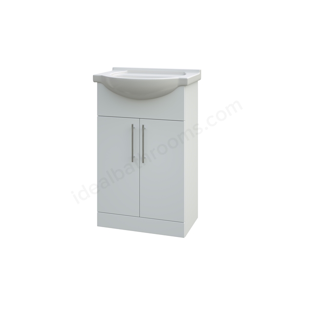 Essential Eta 515mm x 845mm x 305mm 2 Door Floorstanding Vanity Unit w/ Handles Included - Gloss White