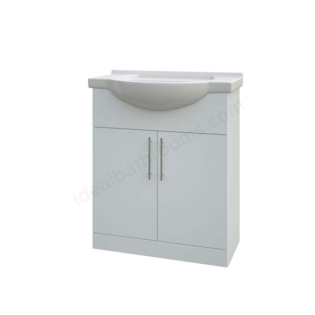 Essential Eta 705mm x 845mm x 335mm 2 Door Floorstanding Vanity Unit w/ Handles Included - Gloss White
