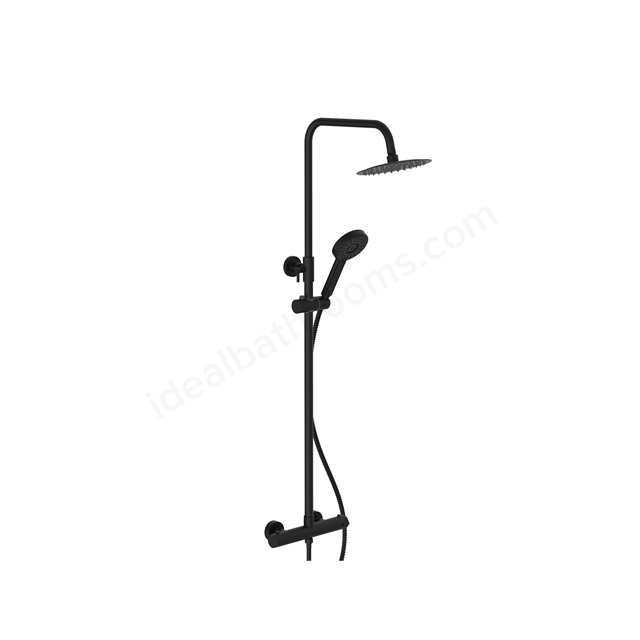 Swan Loughton Electroplated Column Shower w/ Rail; Hose & Round Head - Black