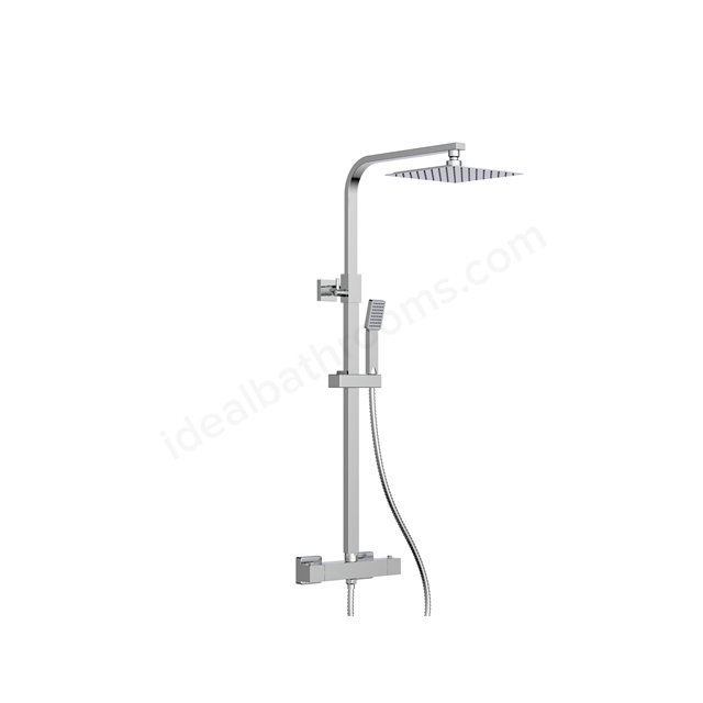 Swan Loughton Column Shower w/ Rail; Hose & Square Head - Chrome