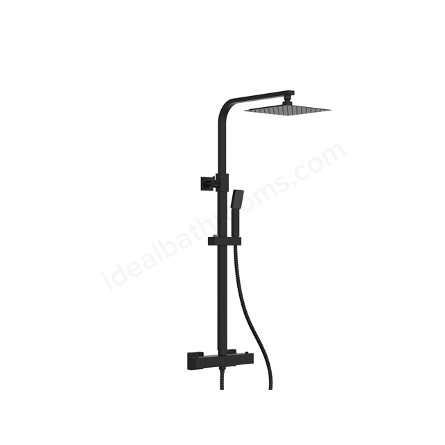 Swan Loughton Electroplated Column Shower w/ Rail; Hose & Square Head - Black