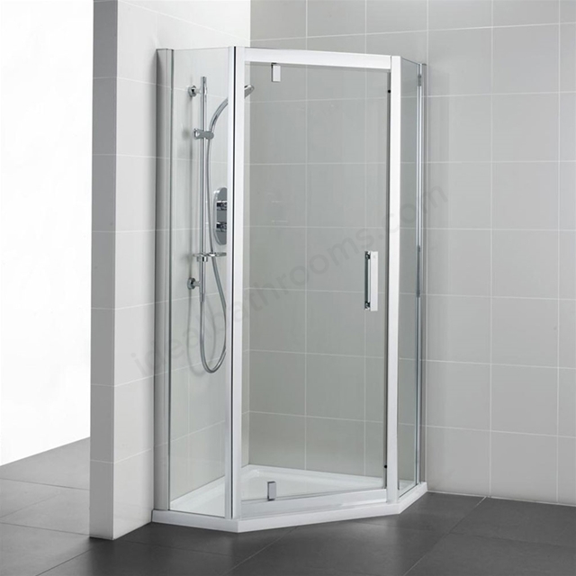 Ideal Standard SYNERGY Pivot Pentagon Enclosure Panels; IdealClean 8MM Glass; 800x800mm; Bright Silver Frame