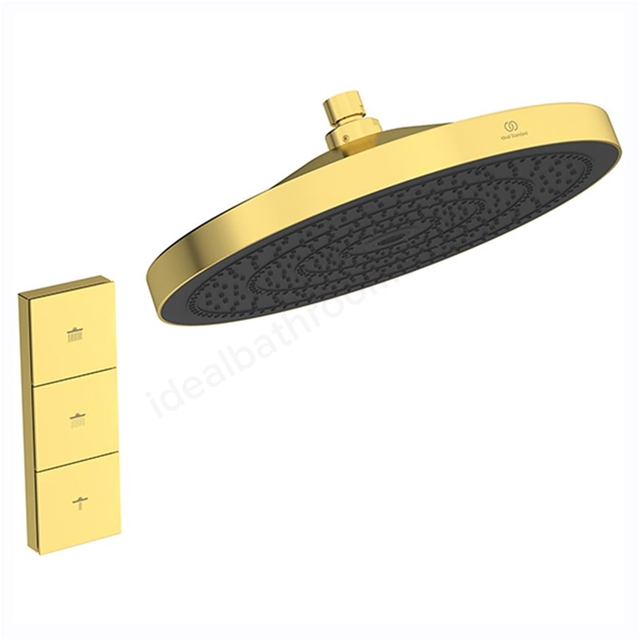 Atelier Idealrain Solos 3 Function 300mm Round Shower Head w/ Remote Control - Brushed Gold