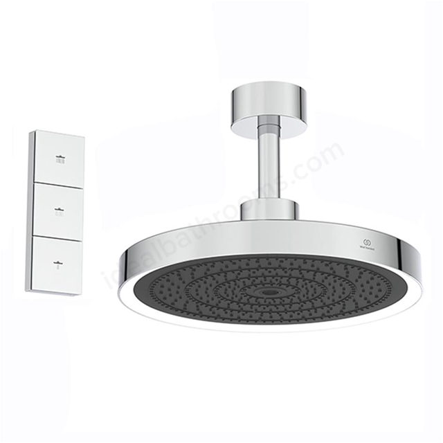 Atelier Idealrain Solos 1 Function 330mm Round Shower Head w/ Light, Vertical Arm & Remote Control - Chrome