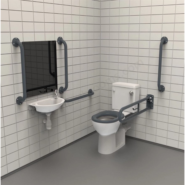 Essential Rimless Close Coupled DoC M Toilet Pack w/ Exposed Fixings - Dark Grey