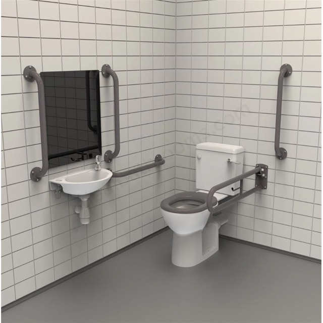 Essential Rimless Close Coupled DoC M Toilet Pack w/ Exposed Fixings - Grey