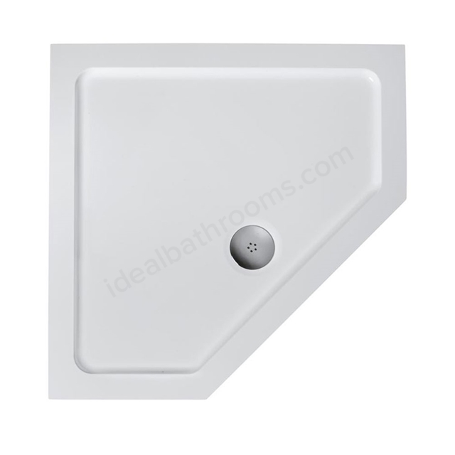 Ideal Standard IDEALITE Pentagonal Low Profile Shower Tray + Waste; Flat Top; 900x900mm; White