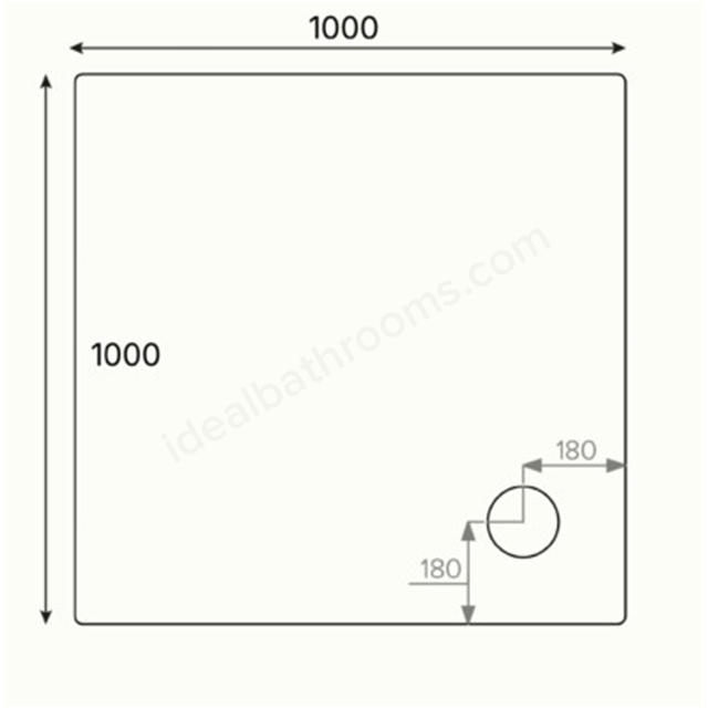 Just Trays Merlin 1000 x 1000mm Anti-Slip Shower Tray w/ 4 Upstands - White