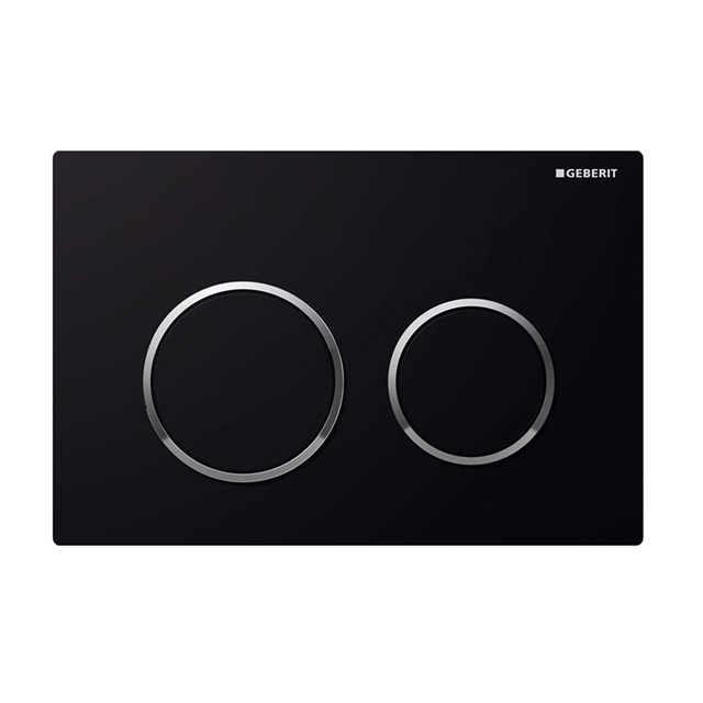 Geberit OMEGA20 Dual Flush Plate for 120mm Omega Cistern; Black/Gloss Chrome