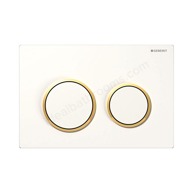 Geberit OMEGA20 Dual Flush Plate for 120mm Omega Cistern; White/Gold Plated