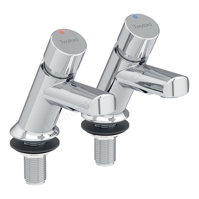 Twyford Sola Pair of Non-Concussive, Self Closing Deck-Mounted Taps