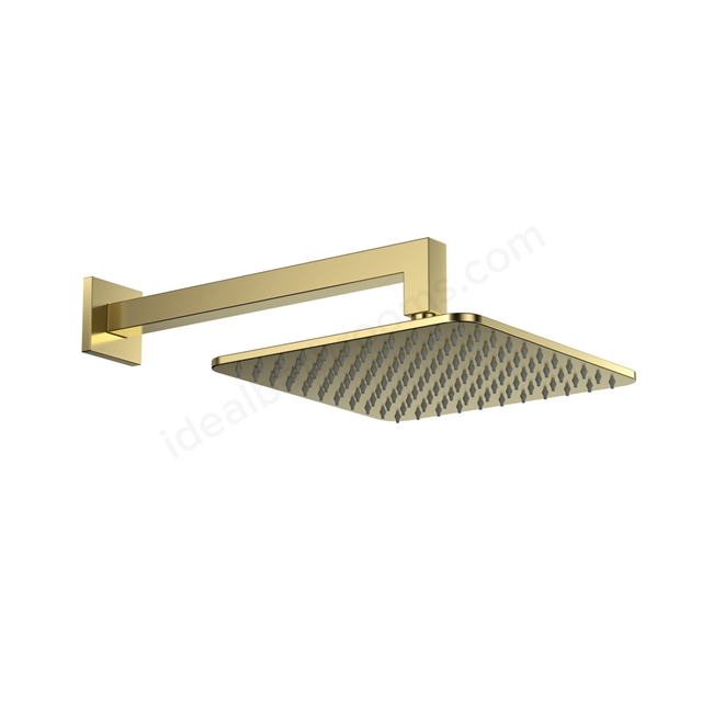 Scudo Shower Arm & Head Square - Brushed Brass