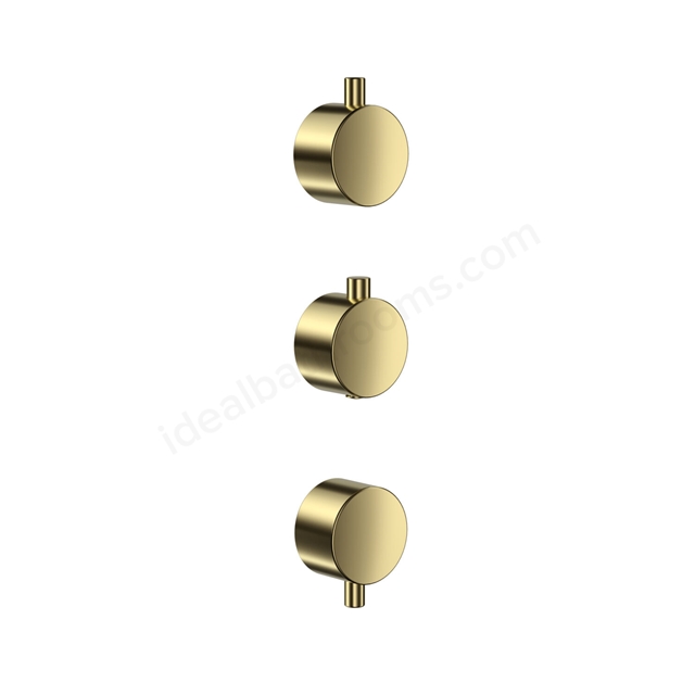 Scudo Concealed Plain Handle 3 Pack (1 Thermostatic, 2 Flow) - Brushed Brass