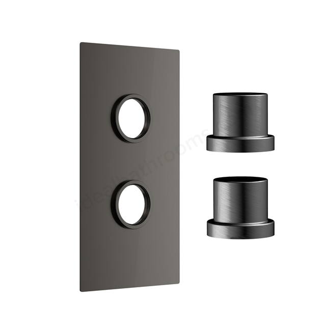Scudo Concealed Plate 2 Outlets - Gunmetal