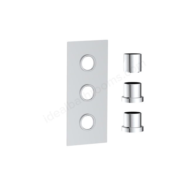 Scudo Concealed Plate (3 Outlets) - Chrome